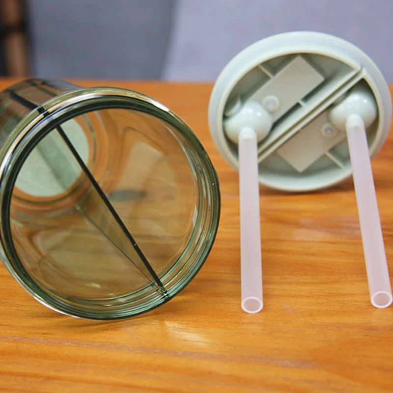 

JOUDOO Creative Couple Straw Cup Plastic Fitness Water Drinkware Bottle Fashion Double Drink Personality Outdoor Bottle Of Tea35