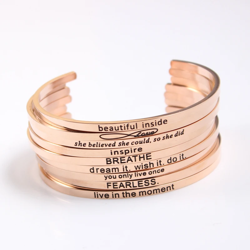 2017 Новый браслет из нержавеющей стали с гравировкой положительное вдохновляющее