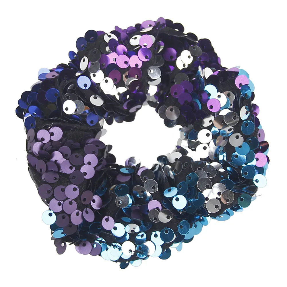 

RuoShui 1 PC Fashion Bling Elastic Hair Bands For Women Girls Sequins Double Colors Shinny Hair Scrunchies Hair Accessories