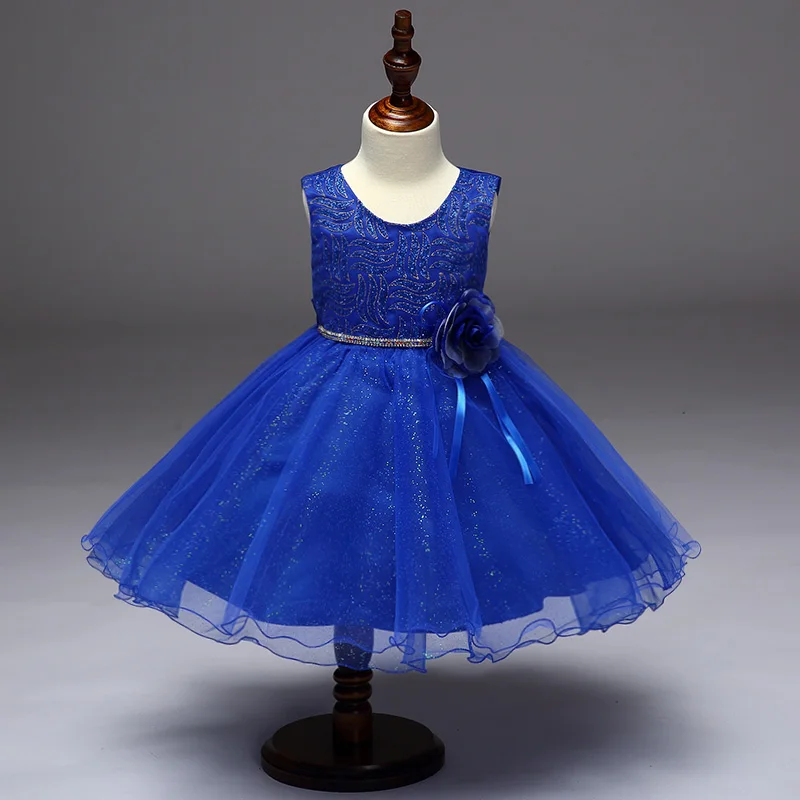 Wholesale Sequined Pattern With Lace Girl Party Dress Tiered Girls Prom Belt Crystal And Flower Tassel 6pcs/lot L9079 | Детская одежда