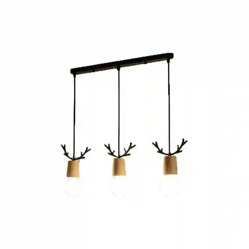 

American Wooden LED Pendant Lights For Dining Kitchen Lustres White Black Metal Hanging Lamp E27 Kitchen Lighting Fixture