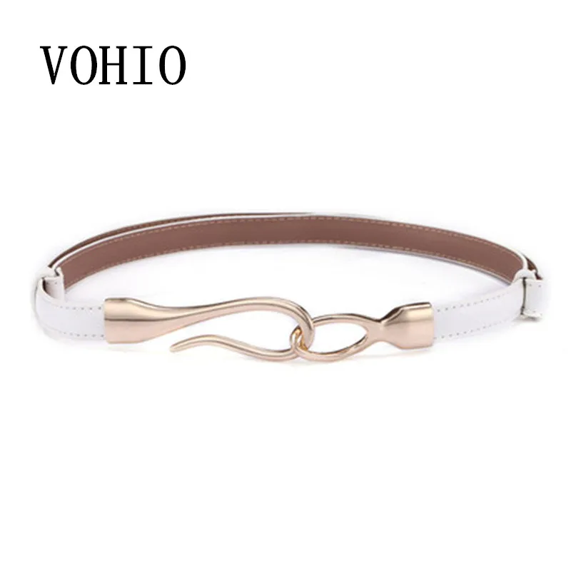 Ремни VOHIO для женщин крючок женский кожаный ремень белого цвета простой костюм