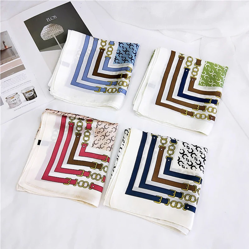 Элегантный геометрический Шелковый квадратный шарф Женский обруч для волос