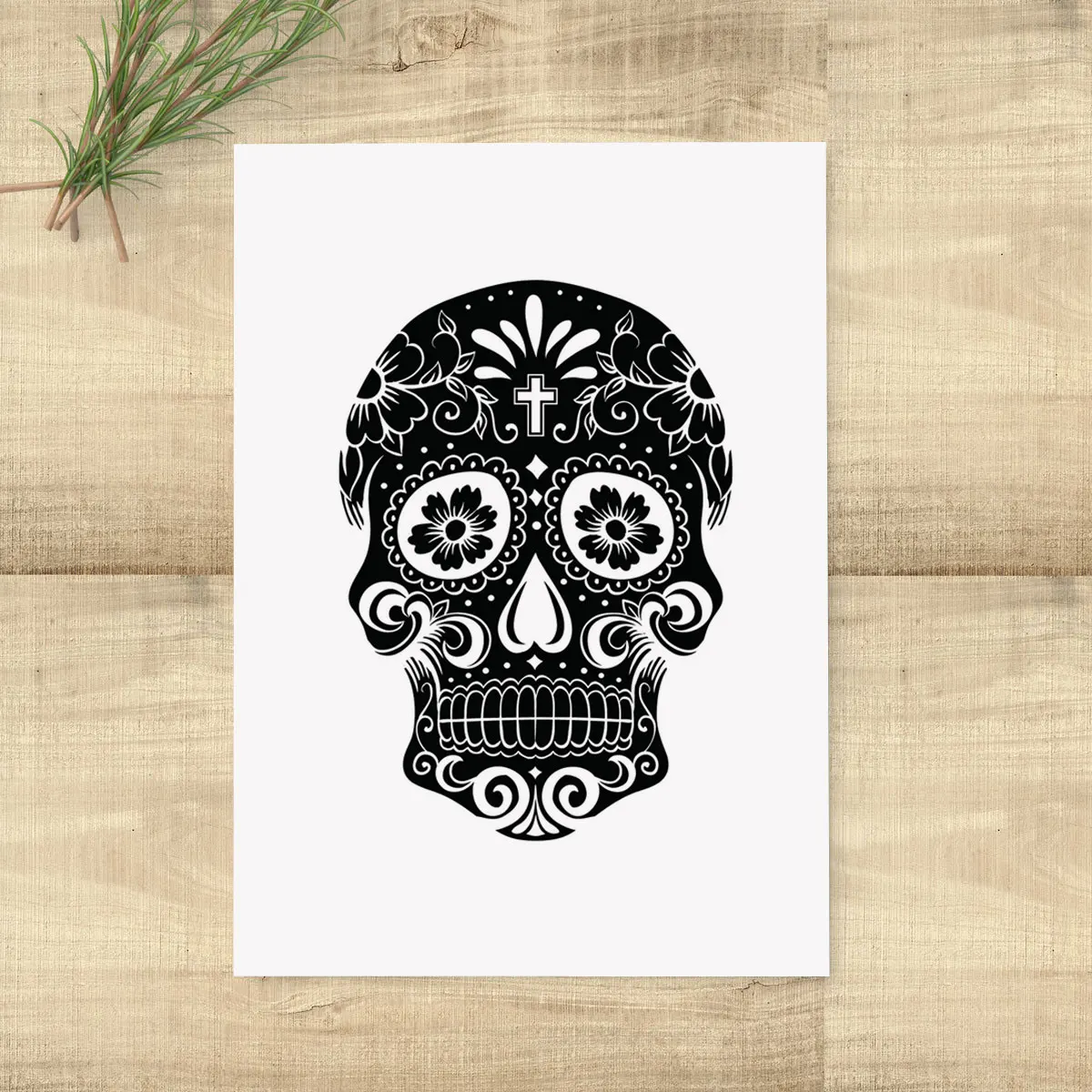 Сахарный череп художественный принт черный искусство день всех святых настенный