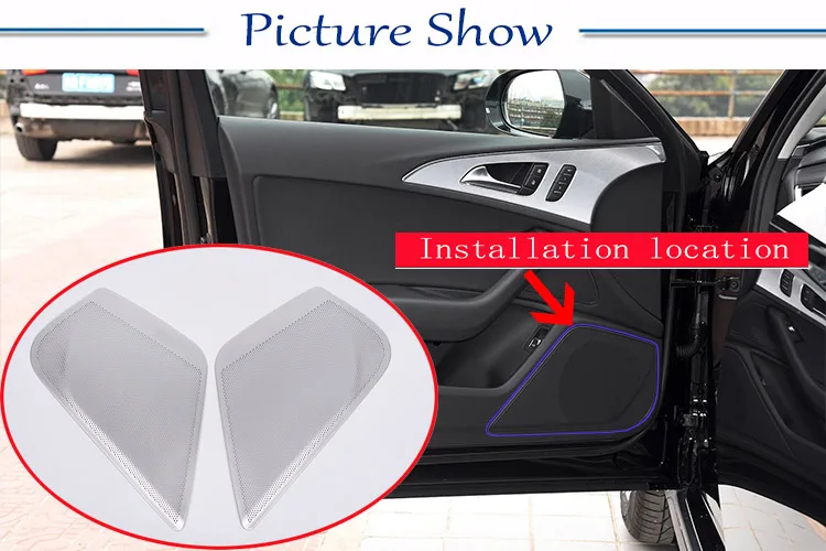 

2pcs Aluminum Alloy Car Side Front Door Audio Speaker Cover Trim For Audi A6 Car Accessories