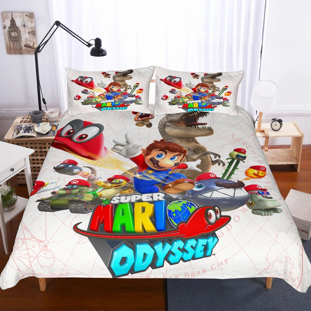 3d печать постельных принадлежностей мультфильм super mario bros друзей/влюбленных подарок, пододеяльник набор домашнего текстиля