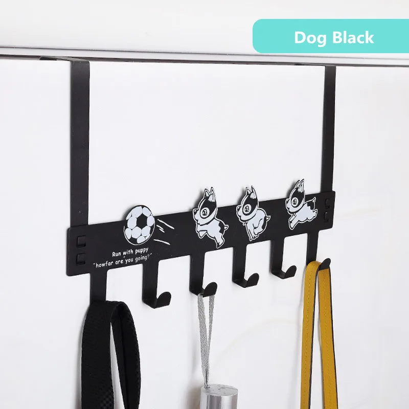 Dog Black Yooap Прочный Бамбуковый дверной крючок вешалка для одежды для полотенец брюки пальто 25*41 см Органайзер Домашний для хранения кухня 5 крючков подшипник - Цвет: Dog Black