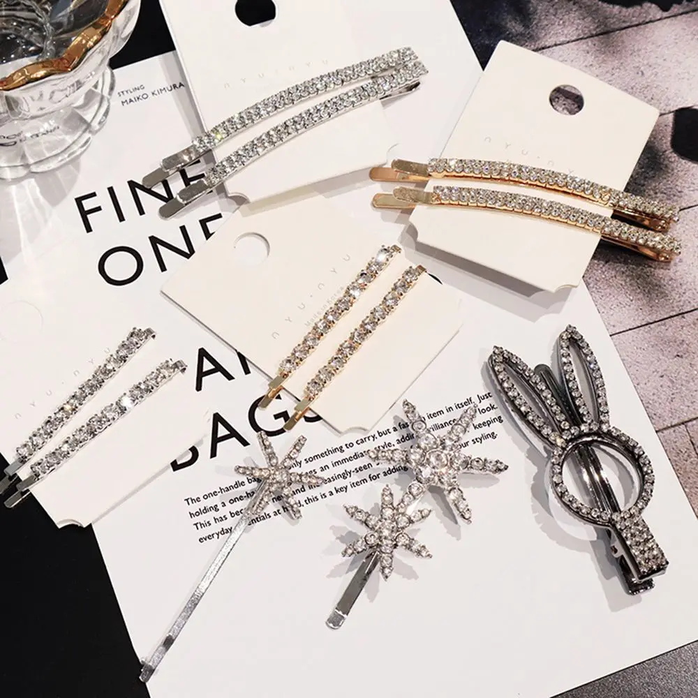 Блестящий с украшением в виде кристаллов шпильки со стразами заколки Снежинка