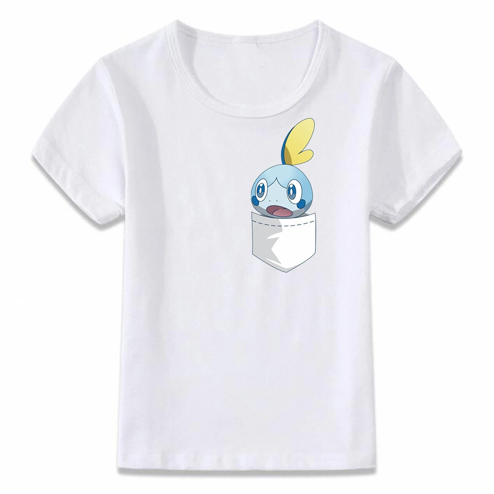 3T031U Детская одежда с героями мультфильма рубашка sobble grookey и scorbunny Милая футболка для мальчиков и девочек ясельного и дошкольного возраста рубашки с коротким рукавом - Цвет: 3T031U