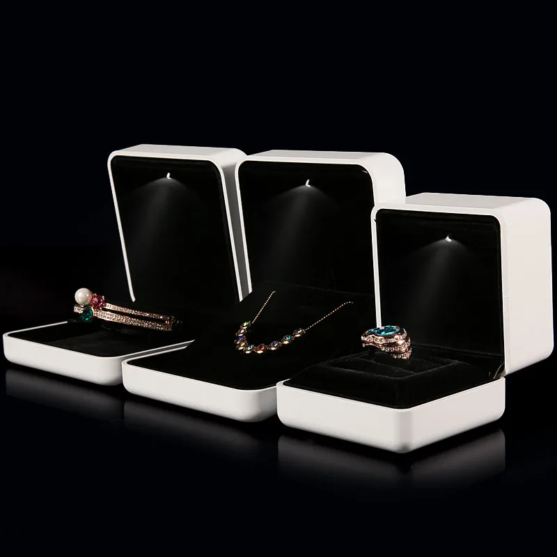 Новый стиль белый резиновый Painint светодиодная шкатулка кольцо коробка браслет