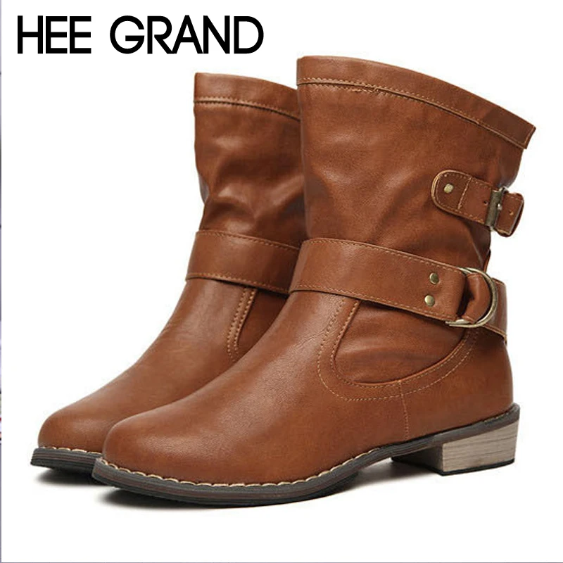 HEE GRAND/мотоциклетные ботинки ботильоны из искусственной лакированной кожи без