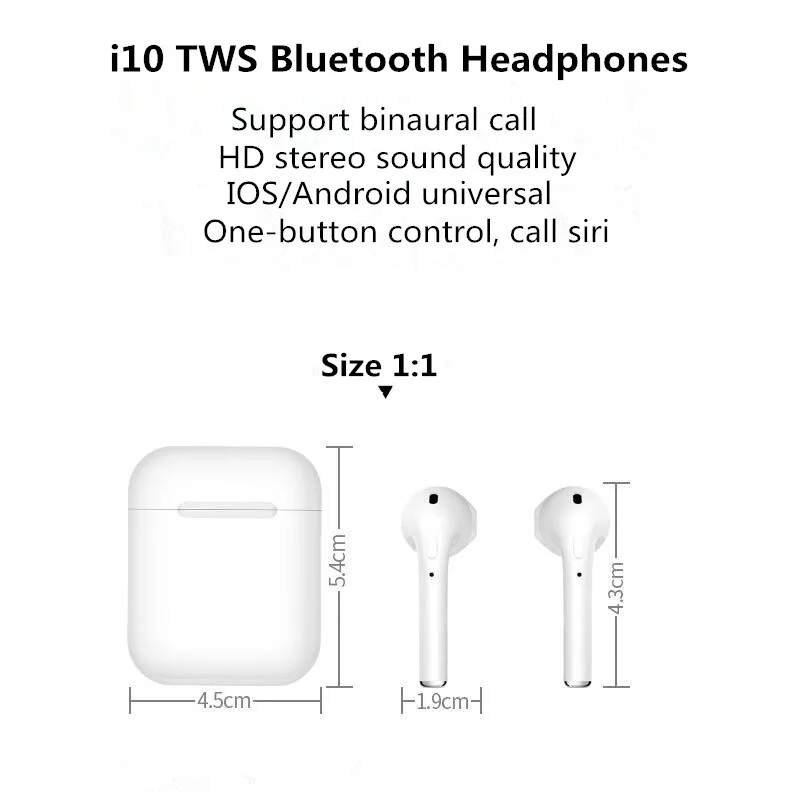 ICAUKY i10 tws настоящие беспроводные наушники Bluetooth 5 0 Handsfree Bass гарнитуры мини