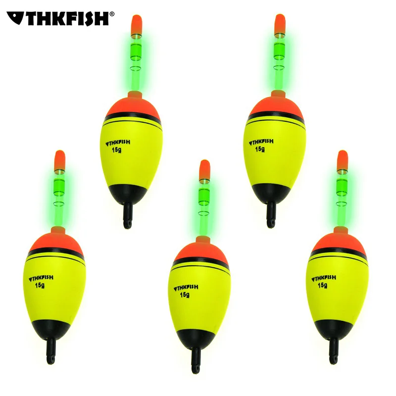 Thkfish 5pcs15g eva Поплавки Бобберс + 10 шт. палке ночь световой Щупы для мангала пузатый