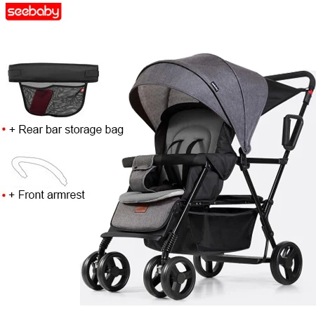 Seebaby Fold Twins детская коляска, двойная коляска, два сиденья, может стоить/сидеть, подходит для новорожденных, детская коляска - Цвет: Gray 2