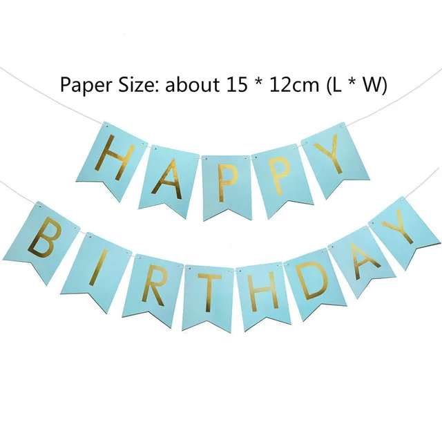 Баннер на день рождения с надписью Happy Birthday Бумажная гирлянда флажками