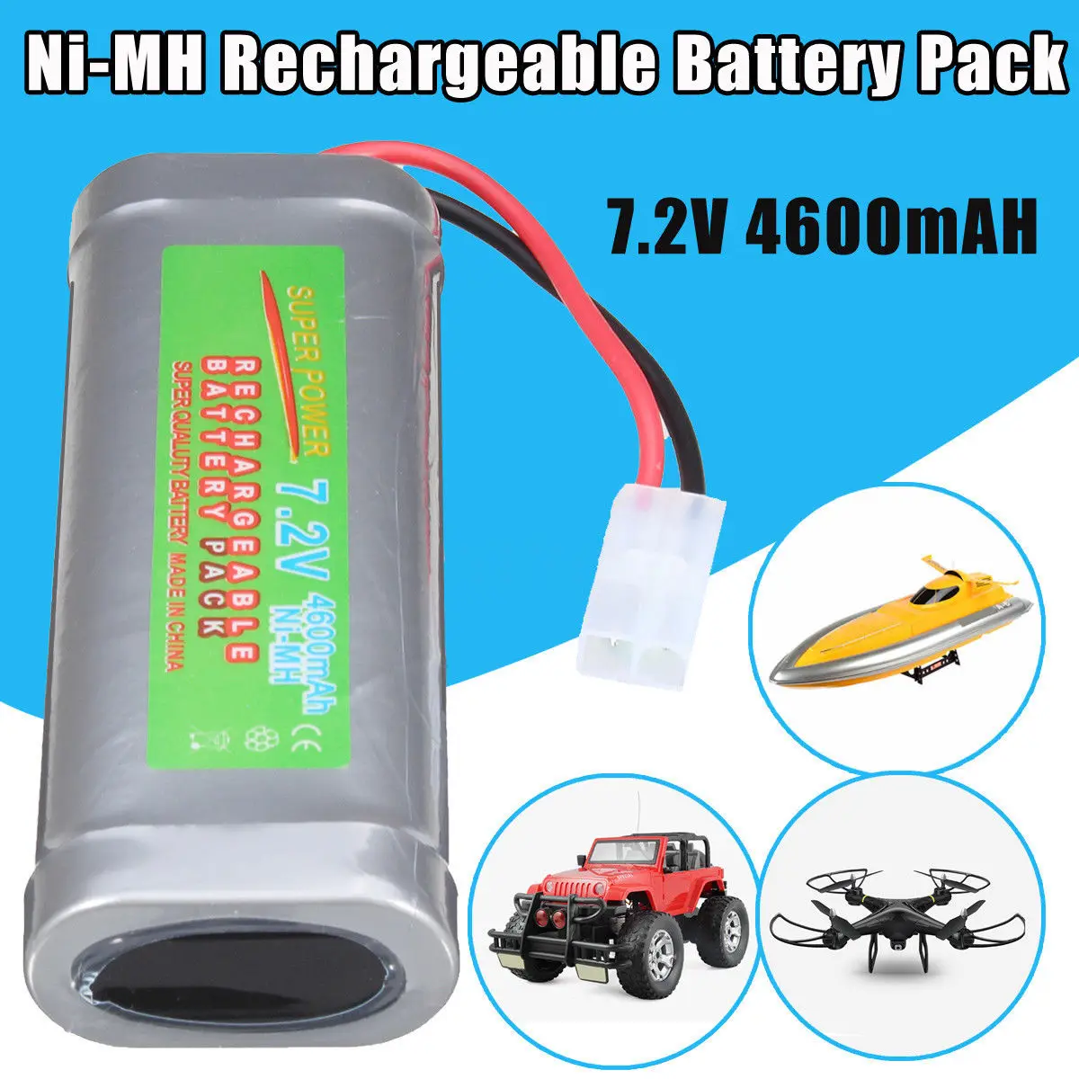 1-5PCS Ni-MH 7.2V 4600mAh Rechargeable Battery For RC Car Truck Buggy Boat Tank Airplane Helicopter | Электроника