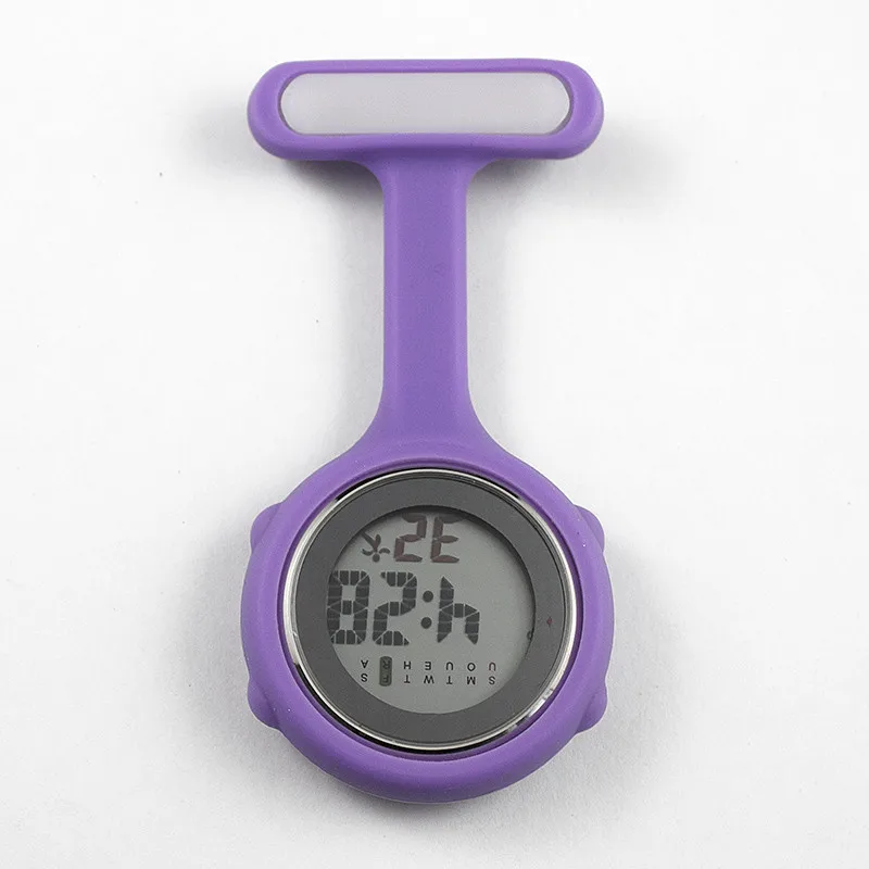 voilet Relogio reloj Fob Медсестры Брошь булавка Висячие карманные электрические часы цифровой дисплей циферблат клип-на карманные часы - Цвет: voilet