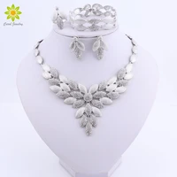 dubai jewelry sets wedding jewelry sets for bride silver color women necklace earrings bracelet ring fashion jewelry gifts