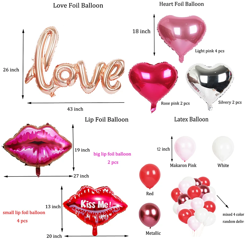 38 шт. Свадебные Воздушные шары с надписью kiss lip | Дом и сад