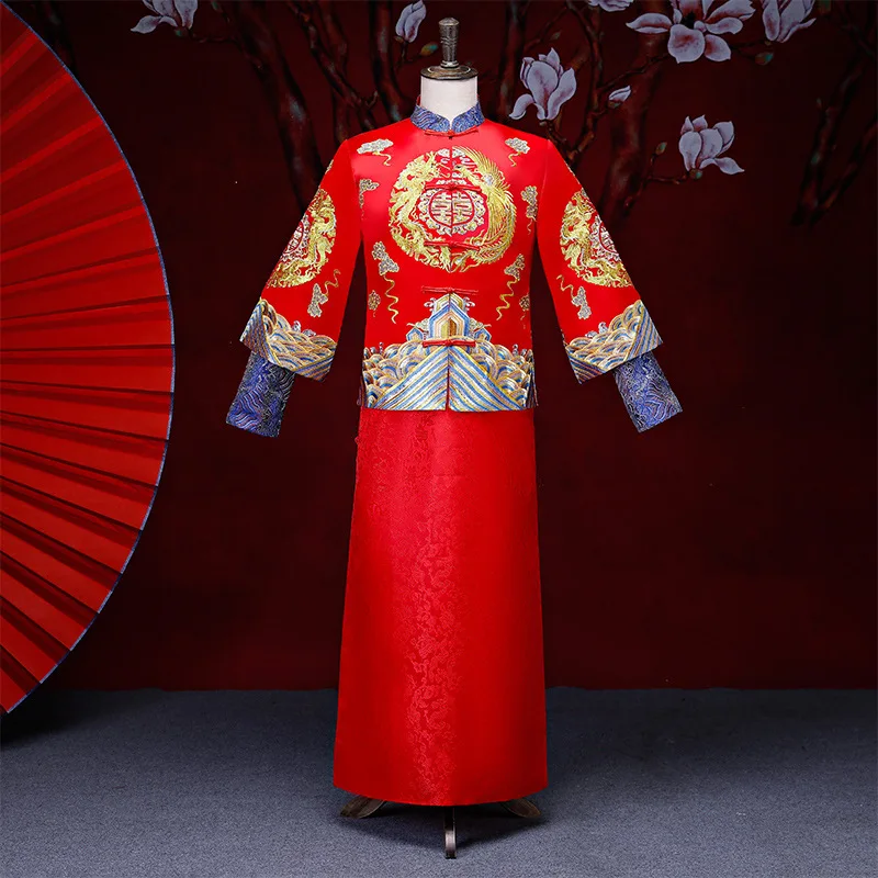 Красный Жених винтажный свободный Cheongsam традиционное китайское свадебное платье