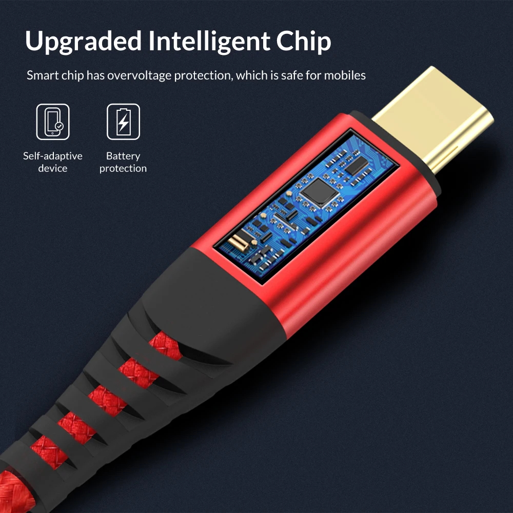 TOPK usb type C кабель 3 м для samsung S9 S8 USB мобильный телефон Быстрая зарядка Oneplus 6t Xiao mi Red