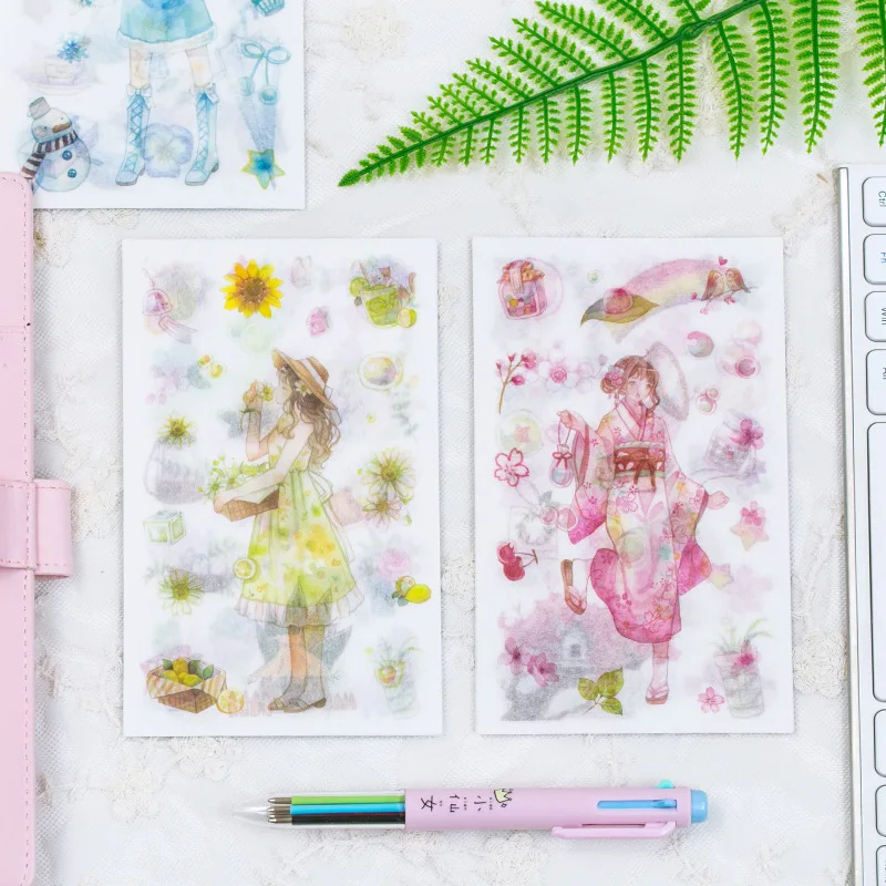 4 шт./упак. сезон: весна лето осень зима вид самоклеящихся стикеров декоративные