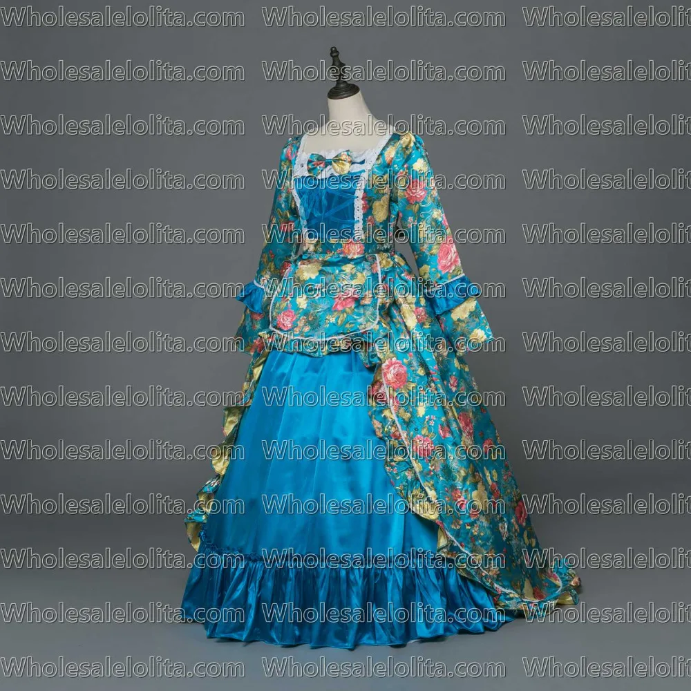 Ярко-синие праздничные платья Марии-Антуанетты викторианская одежда рококо