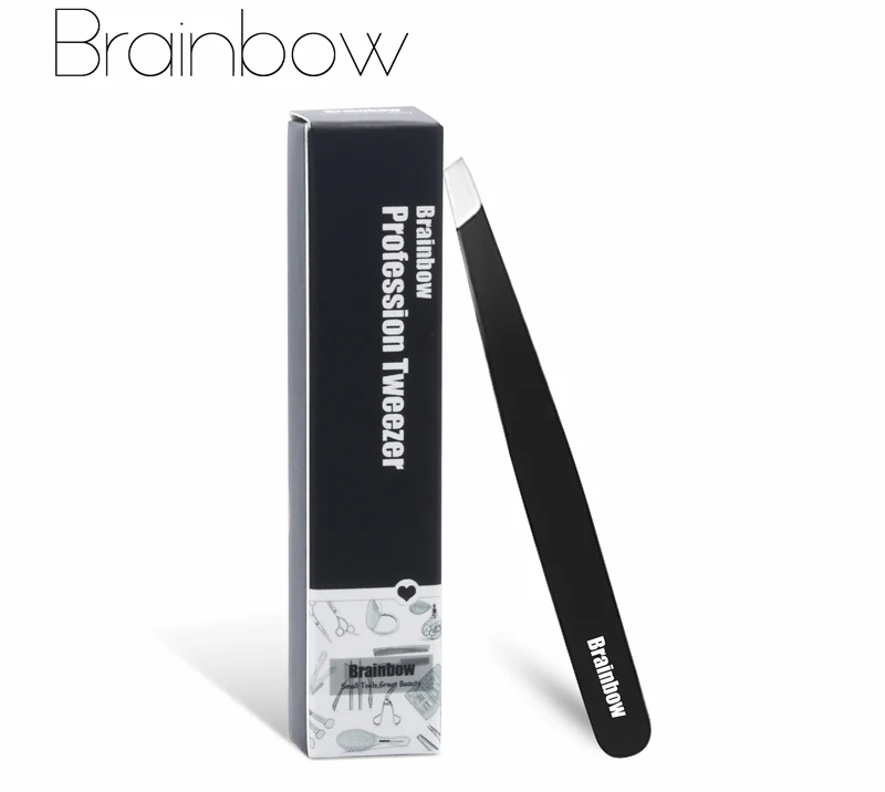Brainbow 1 шт., черный пинцет для бровей, накладные ресницы, пинзет, наклейка для двойного века, инструмент для удаления волос, макияж
