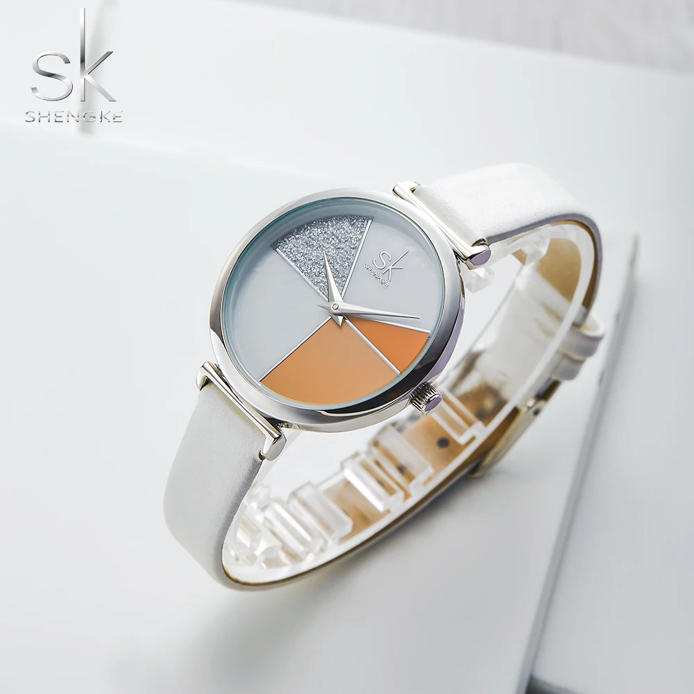 Shengke новые женские модные часы Креативный циферблат кожаный ремешок для женщин