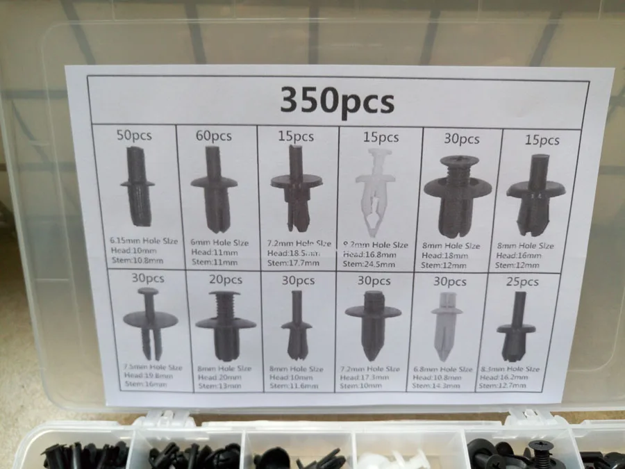 350 шт. автомобильный корпус пластиковый штифт заклепки отделка крепежных деталей