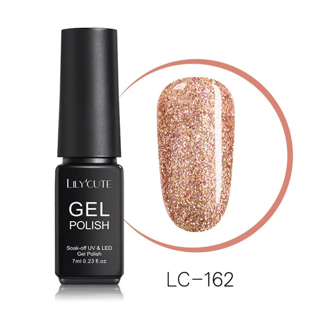 LC-162 LILYCUTE 7ml Nude Glitter Gel Nail Polish Shimmer Pink Purple Soak Off UV LED Gel Polish Varnish Nail Art Lacquer - Цвет: LC-162
