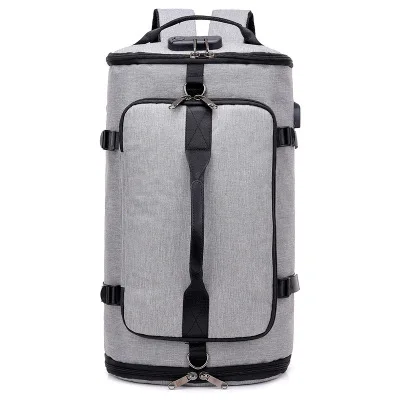 Gray Мужской 19 дюймовый рюкзак для ноутбука, модная многофункциональная usb зарядка, дорожная сумка через плечо, студенческие рюкзаки для подростков - Цвет: Gray