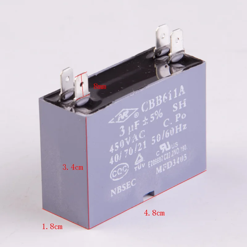 Конденсатор CBB611A DR 12 3 мкФ 450V для кондиционера стиральная машина запуск двигателя