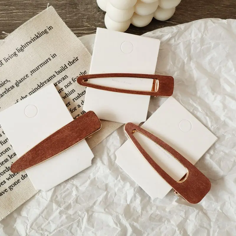 Деревянные заколки для волос женщин модные корейские геометрические ручной