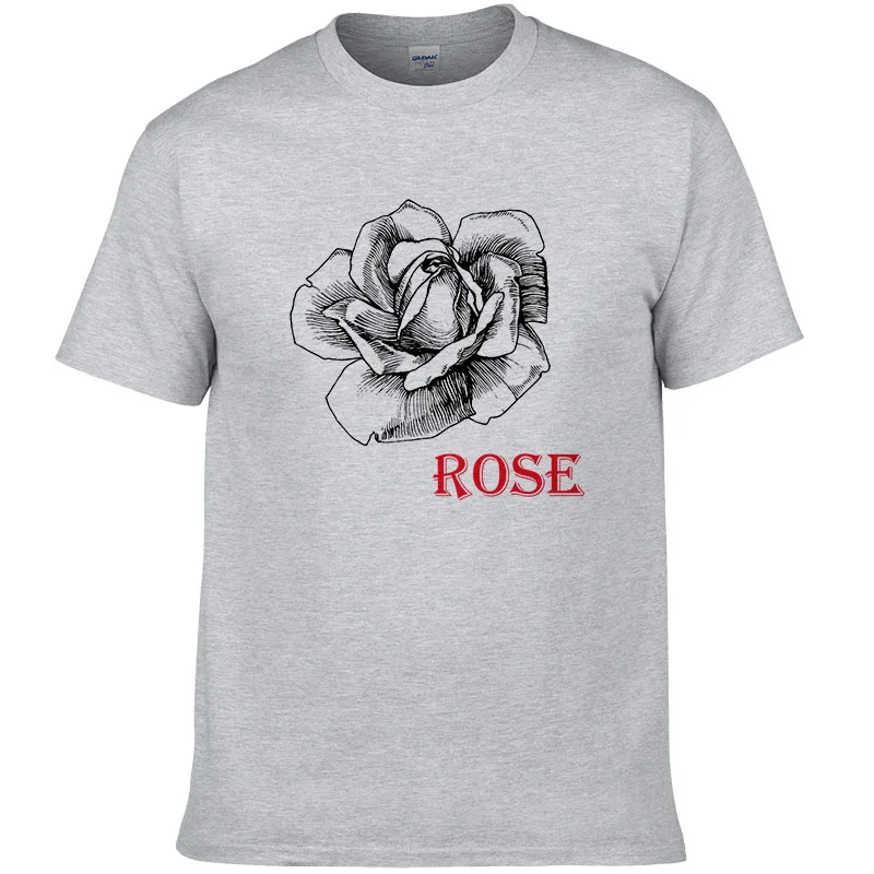 2017 модная летняя футболка с принтом розы мужские хлопковые топы коротким рукавом