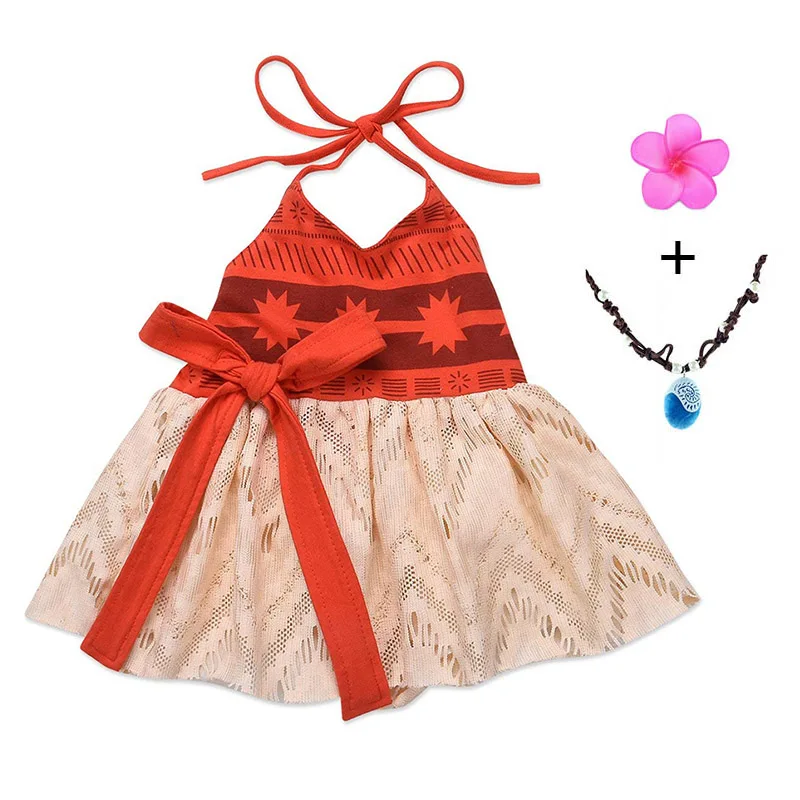 Moana Dress Set 01 Moana/летнее платье для маленьких девочек детский пляжный сарафан-пачка с бантом Детский милый костюм принцессы для костюмированной вечеринки с открытой спиной и ремешком - Цвет: Moana Dress Set 01