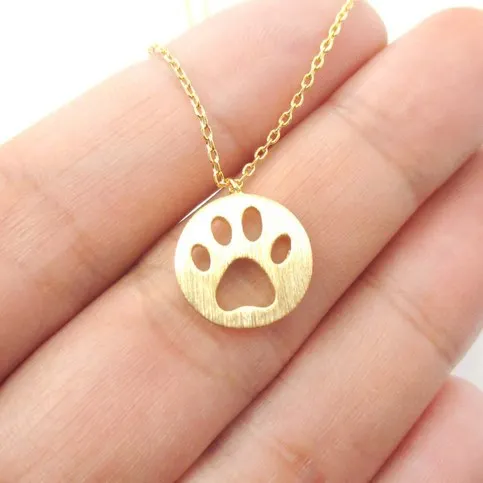 

Daisies 10pcs/lot Dog Paw Necklace Print Dye Cut Coin Shaped Animal Charm Pendant in Gold Long Necklace for women girls Jewelry