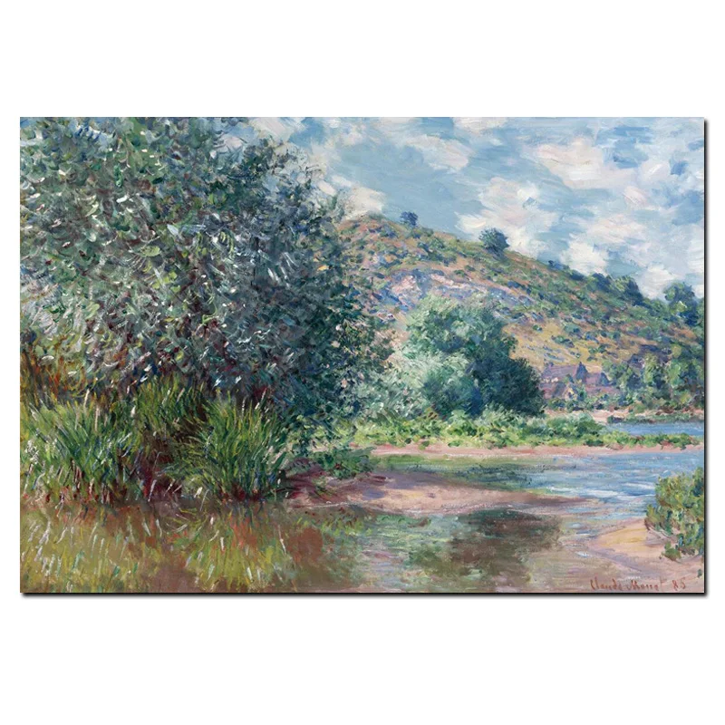 

Claude Monet Landscape Seine at Port Impressionist Landscape Oil Painting on Canvas Poster Wall Picture for Living Room