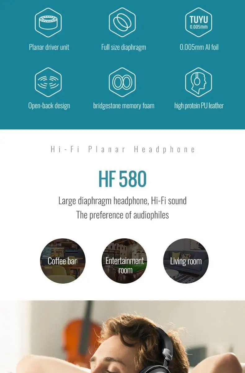 Новинка Takstar HF 580 Hi-Fi Плоские наушники высокого качества TUYU ультра-тонкая диафрагма открытая Задняя накладка для комфортного ношения