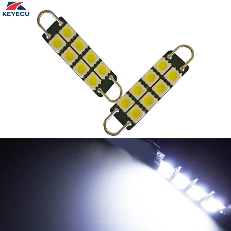 KEYECU 2 шт. 12 в белый 6000 К 44 мм 8SMD 5050 гирлянда Купол Карта Интерьер светодиодные
