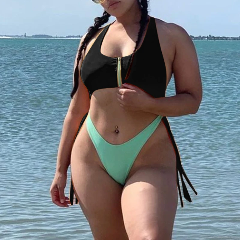 Simplee женская купальник бикини пуш ап новынка выдалбливают строку молния