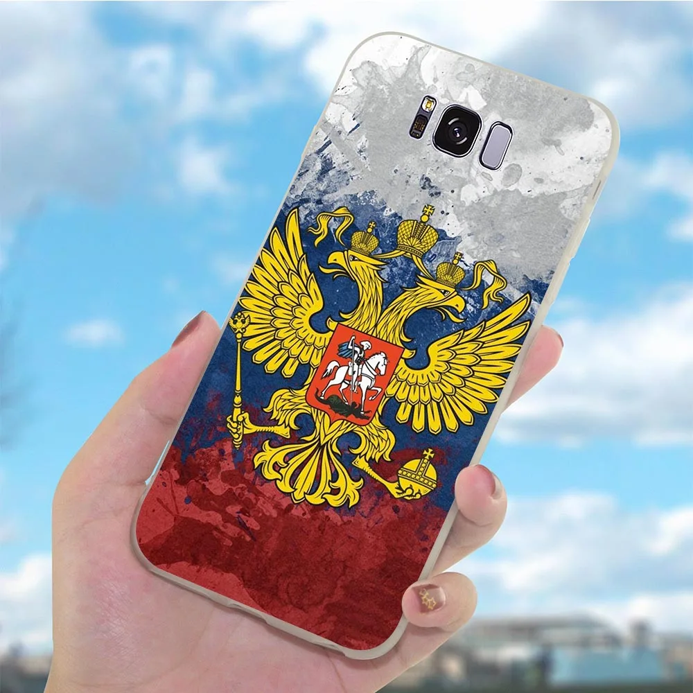 Мягкий ТПУ силиконовый чехол для телефона с российским флагом Galaxy Samsung S10 S7 M10 M20 M30