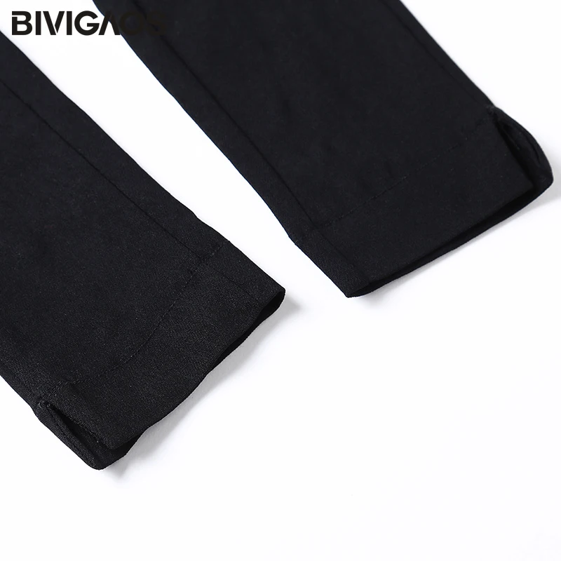 BIVIGAOS женские модные тонкие брюки с девятым верхом черные обтягивающие леггинсы