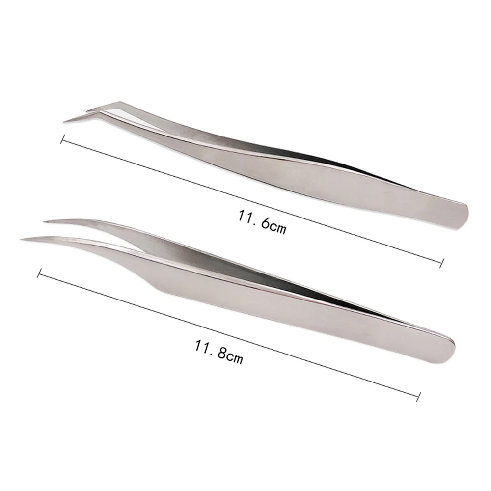 2pcs Stainless Steel Extension Lashes Tweezers Tools for 3D 6D Volume Mink Eyelash | Красота и здоровье