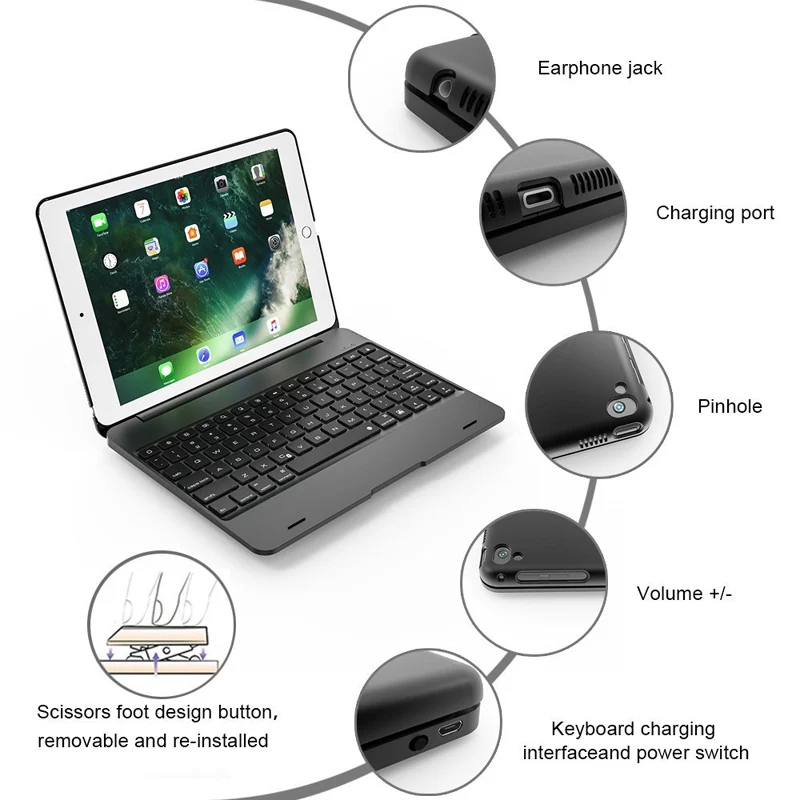 Чехол книжка для Apple iPad 9 7 тонкий чехол с Bluetooth клавиатурой нового IPad 2017/2018 7/IPad Air/iPad