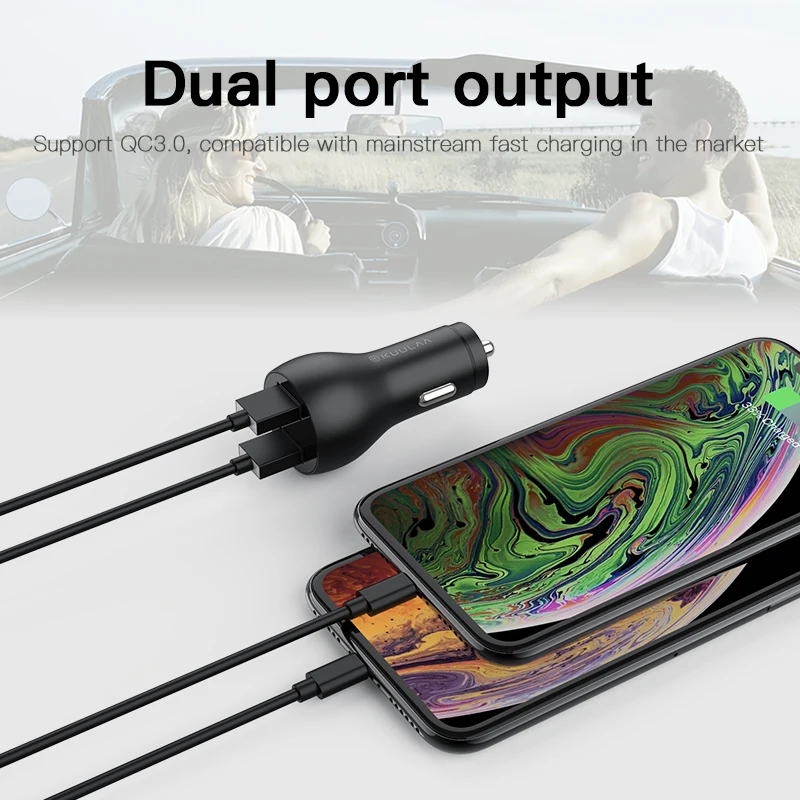KUULAA Quick Charge 3 0 36 Вт двойное автомобильное зарядное устройство USB для Xiaomi Mi 9 Huawei P30 Pro