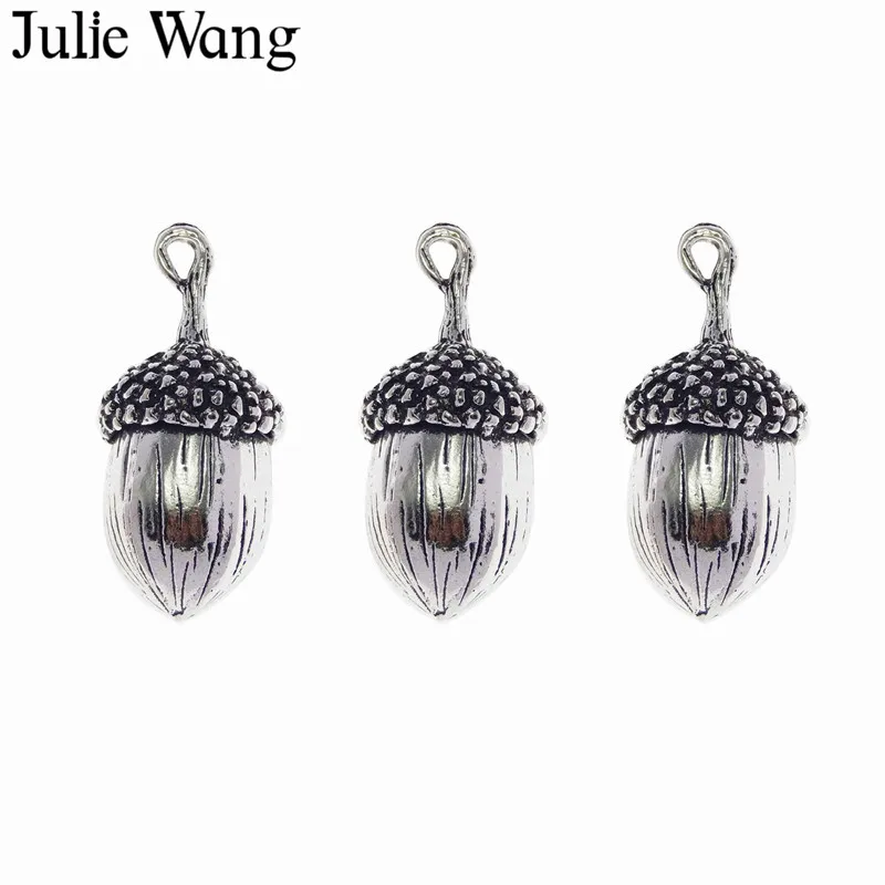 Julie Wang 2 шт. подвеска на ожерелье из сплава большой желудь под античное серебро