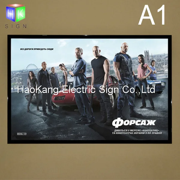 Wall Mounted LED Movie Poster Frame with Aluminum Magnetic Backlit Frame for Advertising Display