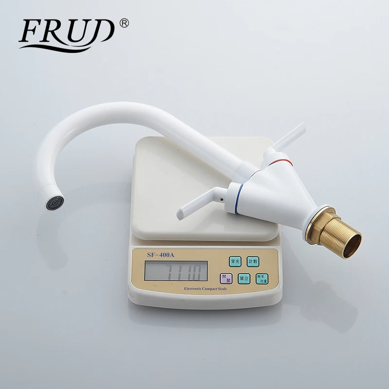 Frud кухонный смеситель для раковины белый термостатический фарфор один держатель