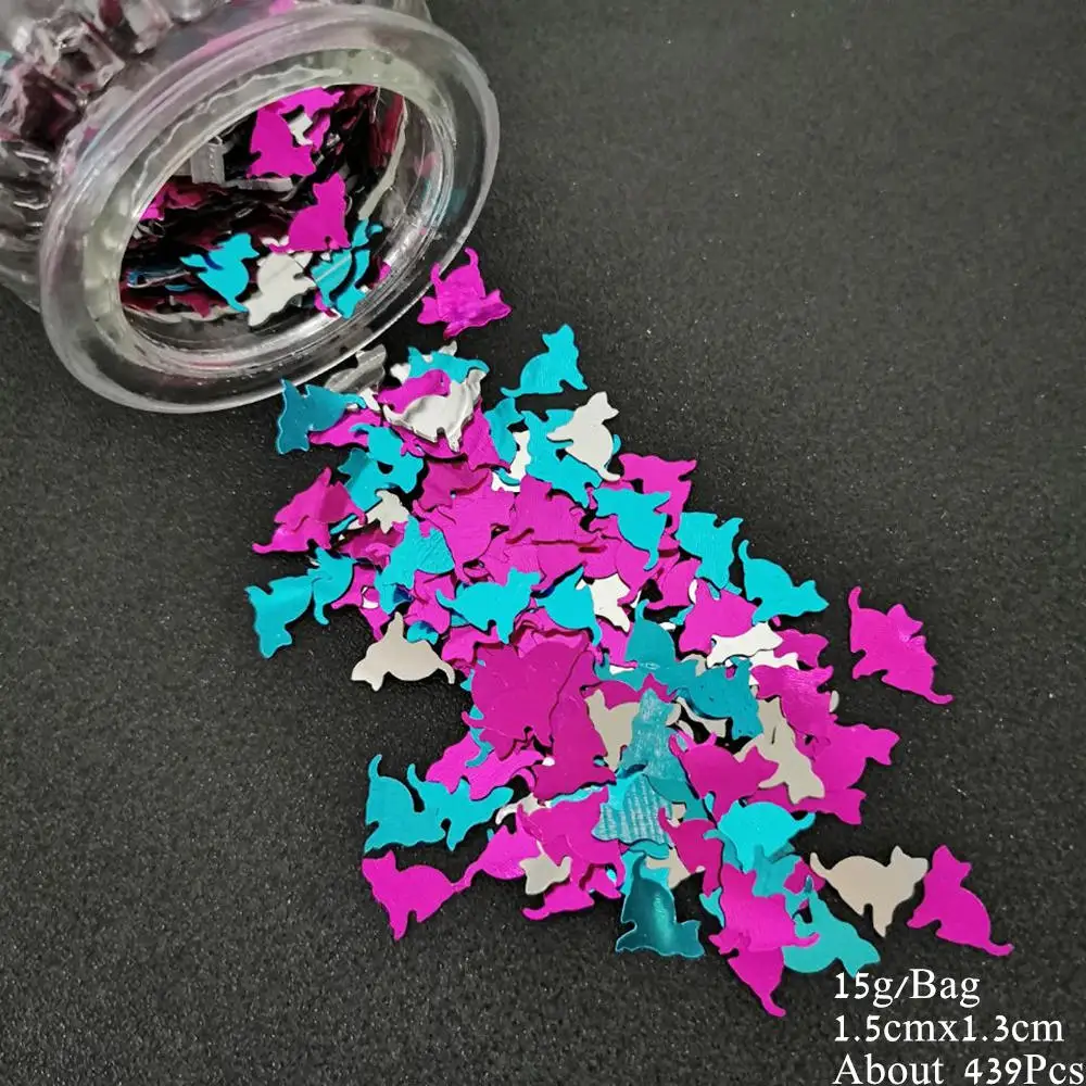 Color Cat 15 г Кошка Собака конфетти паук летучая мышь блестки DIY животные тема вечерние конфетти на стол Хэллоуин Черный кот конфетти вечерние принадлежности - Цвет: Color Cat